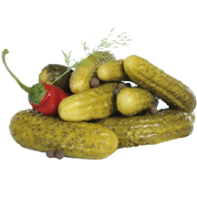 Pickled cucumbers and tomatoes